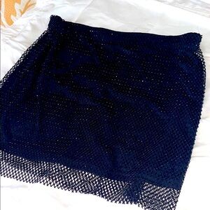 Bar III Elegant Black Rhinestones Mesh Pencil  Skirt Elastic band